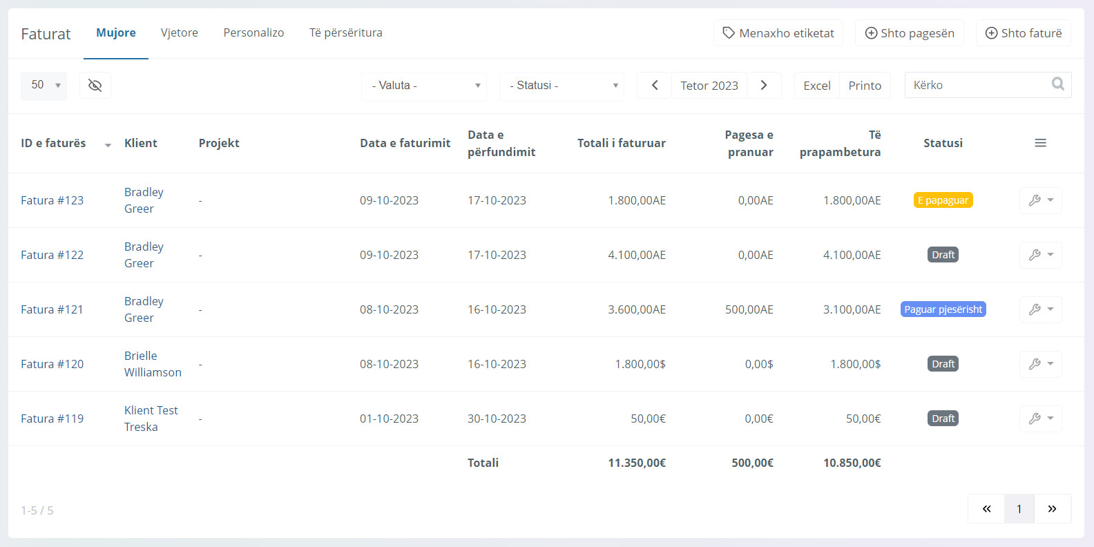 Shembull faturë ALBCRM