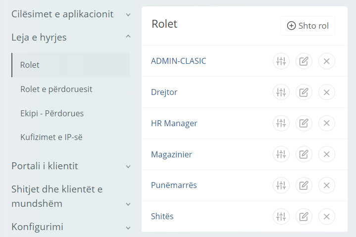 Rolet dhe permissions ALBCRM